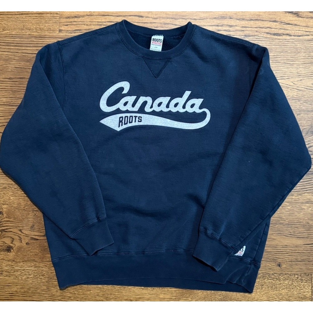 Vintage Canada‎ Roots Athletics Sweatshirt Navy Blue Size Large Mens